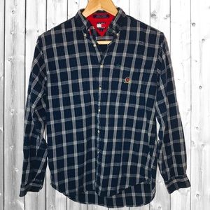 Tommy Hilfiger Blue Plaid Cotton Flannel Shirt L